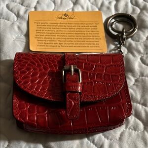 PATRICIA NASH Mini Torri Wallet Key Chain Genuine Leather Berry Red 🍒